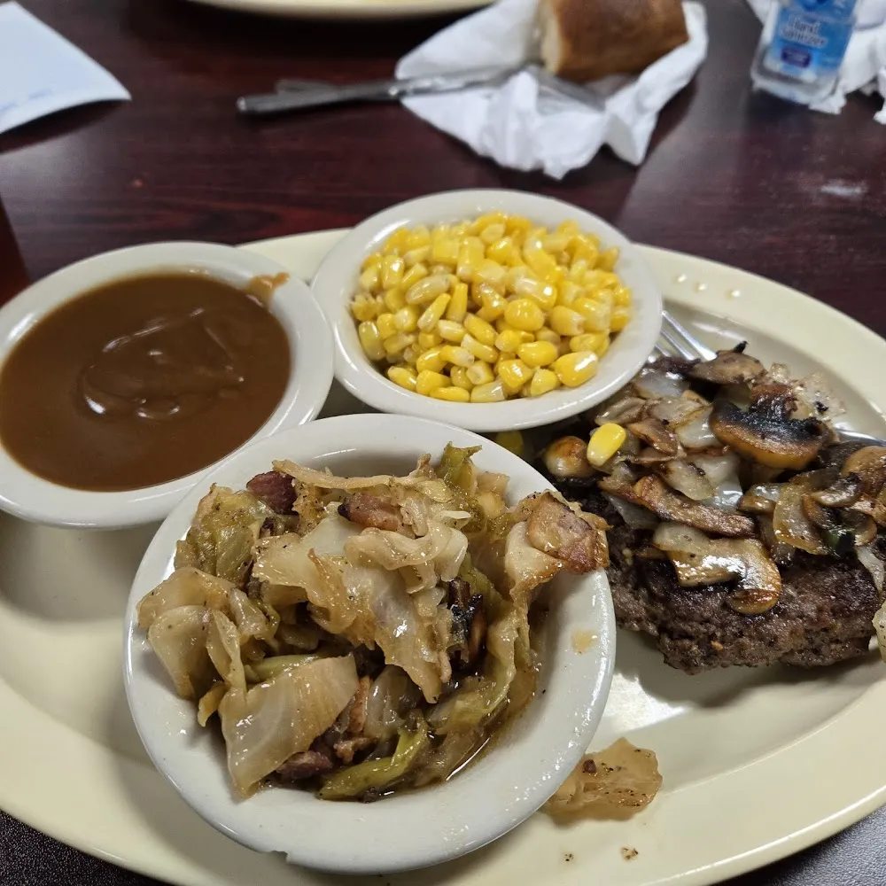 Hamburger Steak with Cabbage Abd Corn